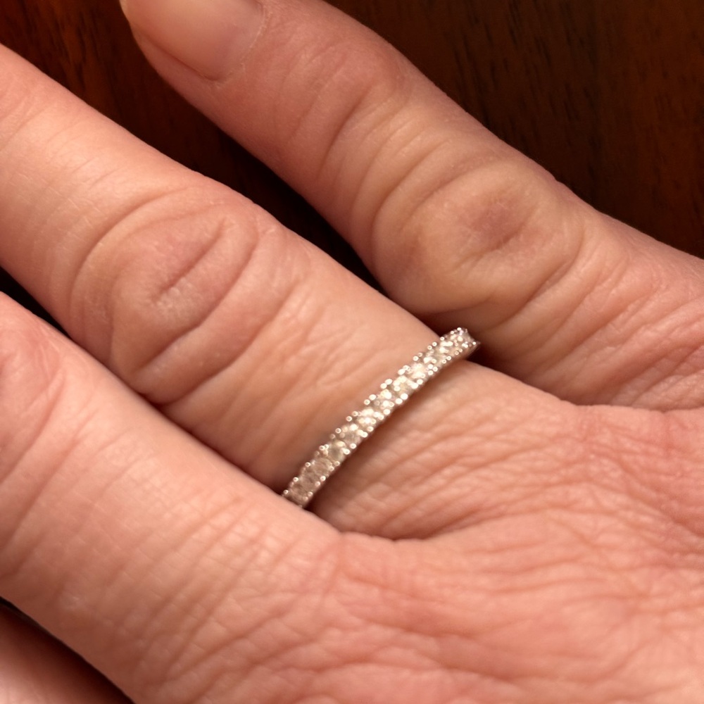 Eternity band Moissonite sterling silver band - Picture 3 of 7